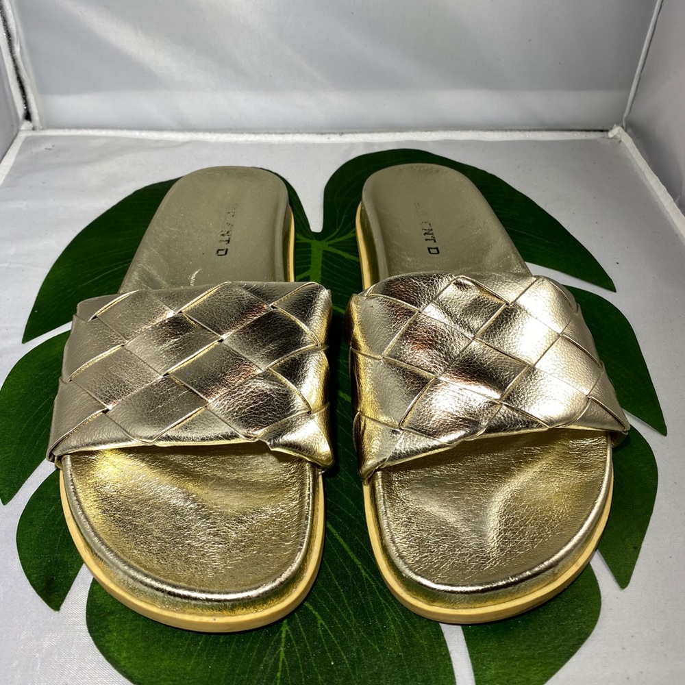 SILENT D ANTHROPOLOGIE HAYDAT GOLD WOVEN SLIDE